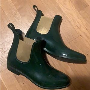 Ralph Lauren Rain Boots Hunter Green & Gold - 10